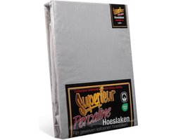 Superieur Hoeslaken - 160x210/220 cm - Grijs - 100% katoen