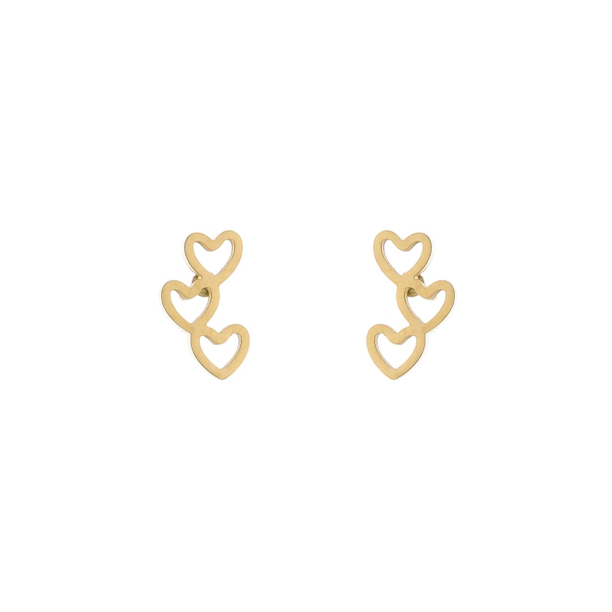 Oorknopjes met hartjes - Michelle Bijoux - 0,90 x 0,40 cm - Studs - Oorstekers - Dames oorbellen - Oorbellen voor kinderen - Gouden oorbellen - Kerst cadeau - Kerst sieraden - Moederdag - Valentijn - Nikkel vrij - Hartjes oorbellen
