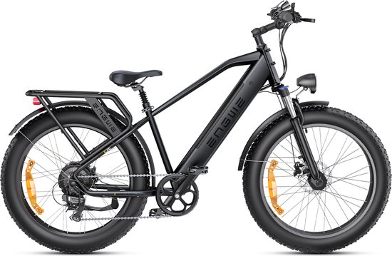 ENGWE E26 Elektrische fiets - Actieradius 140km - Verwijderbare batterij 48V16Ah - Motor 250W - Shimano 7 versnellingen - met voorvering - VTC Fatbike - Zwart