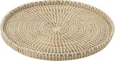J-Line plateau Rond - zeegras/kunststof - naturel/wit