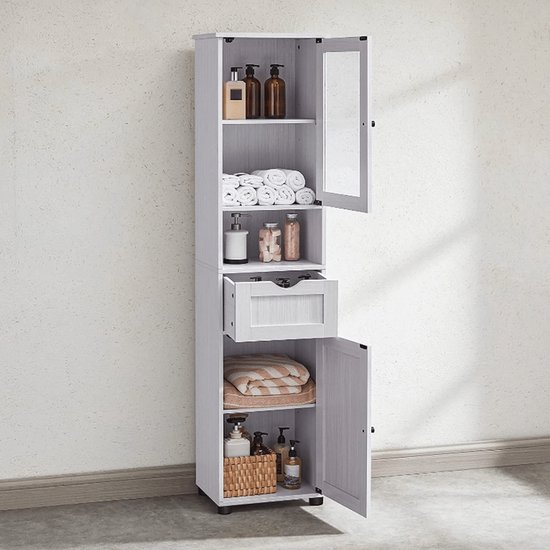 MIRA Home - Badkamerkast - Hogekast - Wit - Hout - 40x30x165cm
