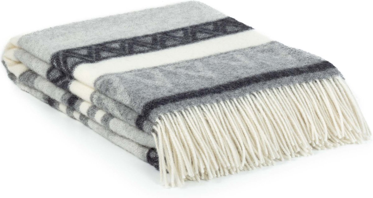 Most Wollen plaid Triangel - 100% Nieuw-Zeelandse wol - 140 x 200 cm - grijs