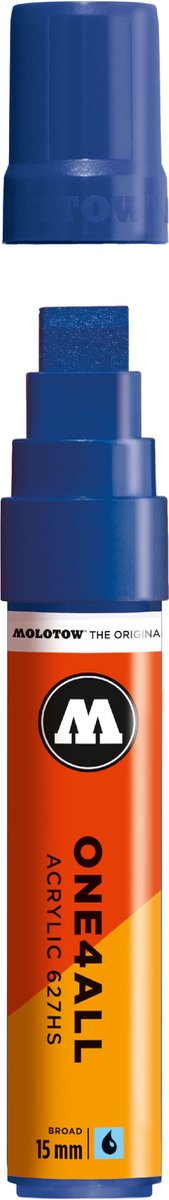 Molotow ONE4ALL 15mm Acryl Marker - Blauw - Geschikt voor vele oppervlaktes zoals canvas, hout, steen, keramiek, plastic, glas, papier, leer...