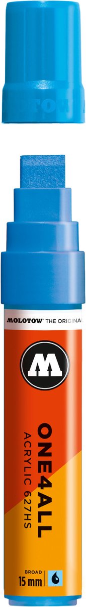 Molotow ONE4ALL 15mm Acryl Marker - Lichtblauw - Geschikt voor vele oppervlaktes zoals canvas, hout, steen, keramiek, plastic, glas, papier, leer...