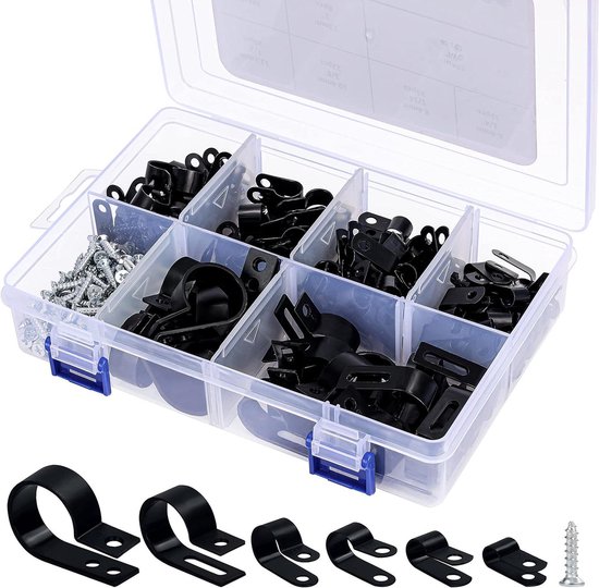 Sourcing Map Kabelklemmen R-Typ, 20 Stück, Schwarz, Für Kabel Bis 7,9 Mm Durchmesser