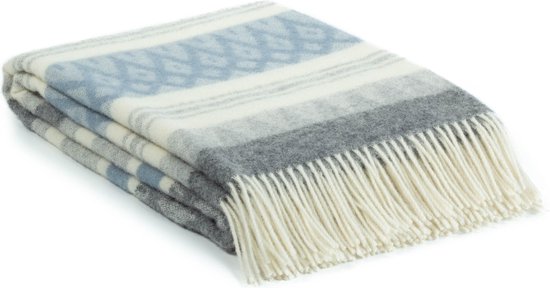 MoST - Wollen plaid Ugle - 100% Nieuw-Zeelandse wol - 140 x 200 cm - blauw