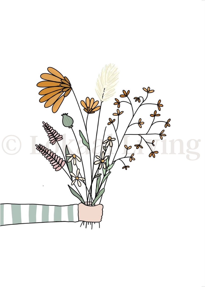 Lokaal Living - a4 poster - boeket - bloemen - illustratie