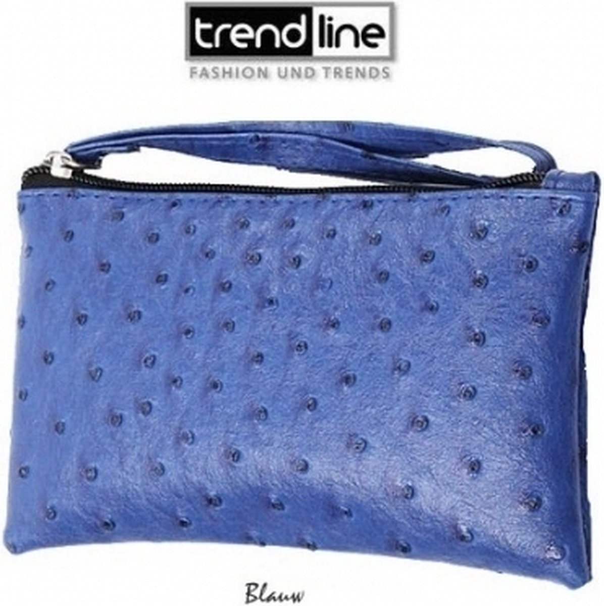 Huiscollectie - Trendline - clutch / envelop tas / make-up tas / toilettas - blauw - mat pu-leder - reliëf Polka Dots - 18 x 11 cm - volwassenen jeugd kinderen - unisex - casual - feest gala bruiloft