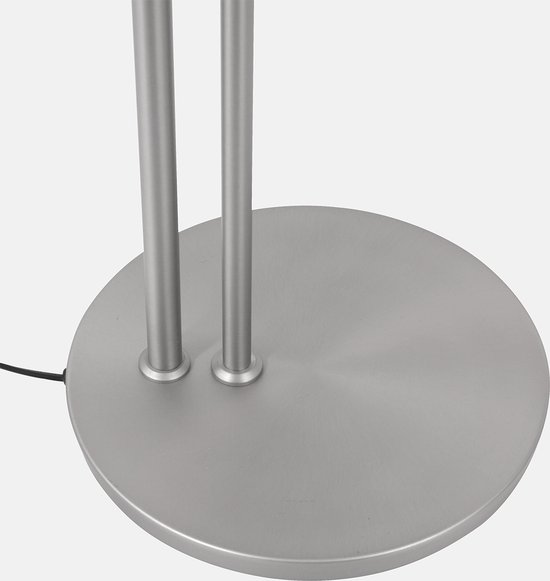 Lampadaire moderne en acier avec verre clair | 2 lumières | gris / argent | verre / métal | 187 cm | bras réglable | lampadaire / lampadaire | design moderne / fonctionnel