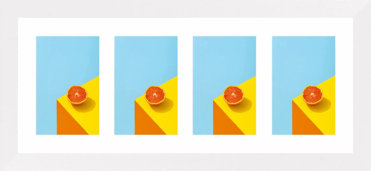Fotolijst voor 4 foto's 10x15 - SecaDesign Fika - Vierluik fotolijst - Wit - Fotokader
