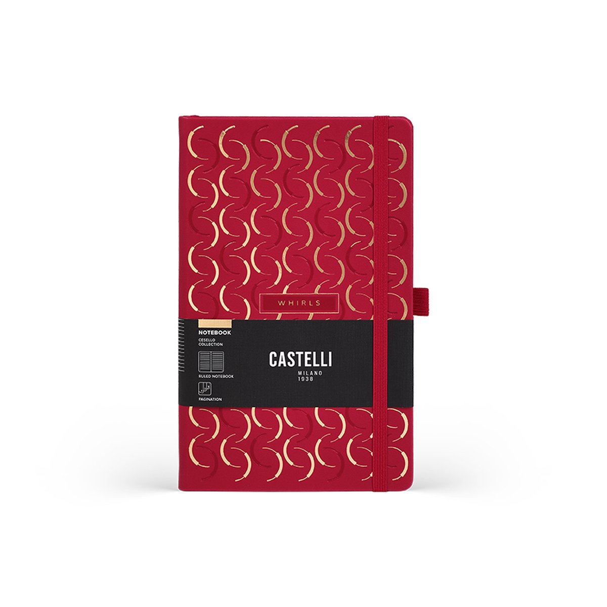 Castelli Milano A5 notitieboek Cesello - whirls - inhoud met lijnen - 130x210 mm - Made in Italy