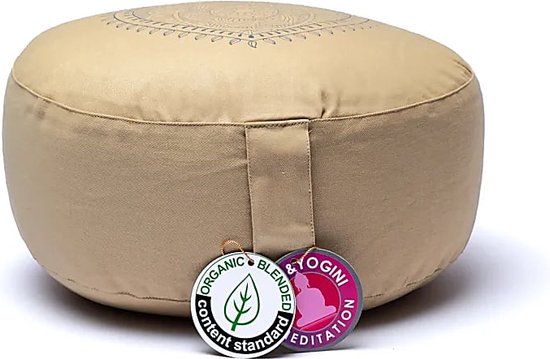 Meditatiekussen hart beige biokatoen (OCS) van Yogi & Yogini — afbeelding 3