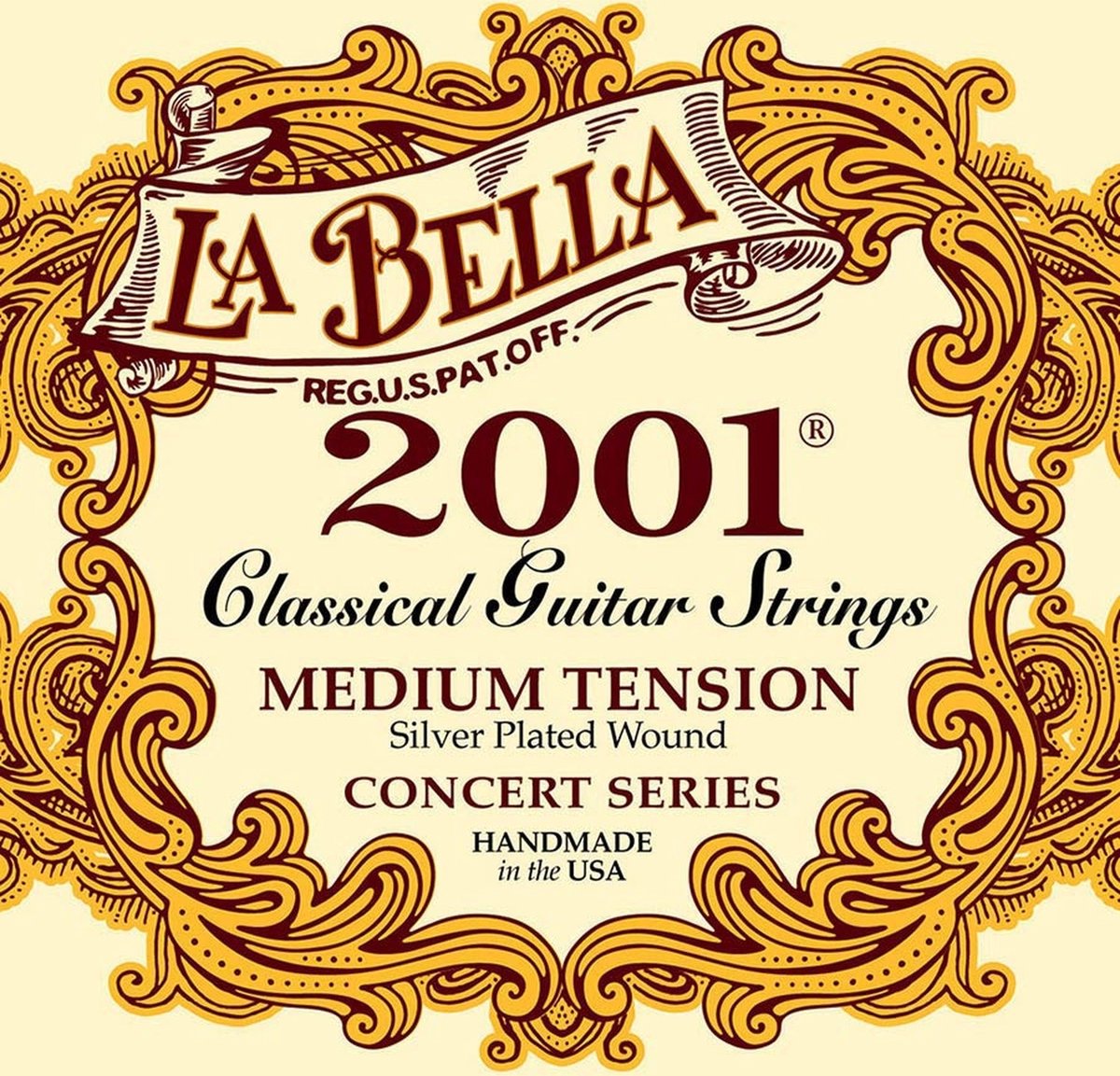 La Bella L-2001M snaren set classic, professional, clear nylon trebles & silverplated basses, medium tension