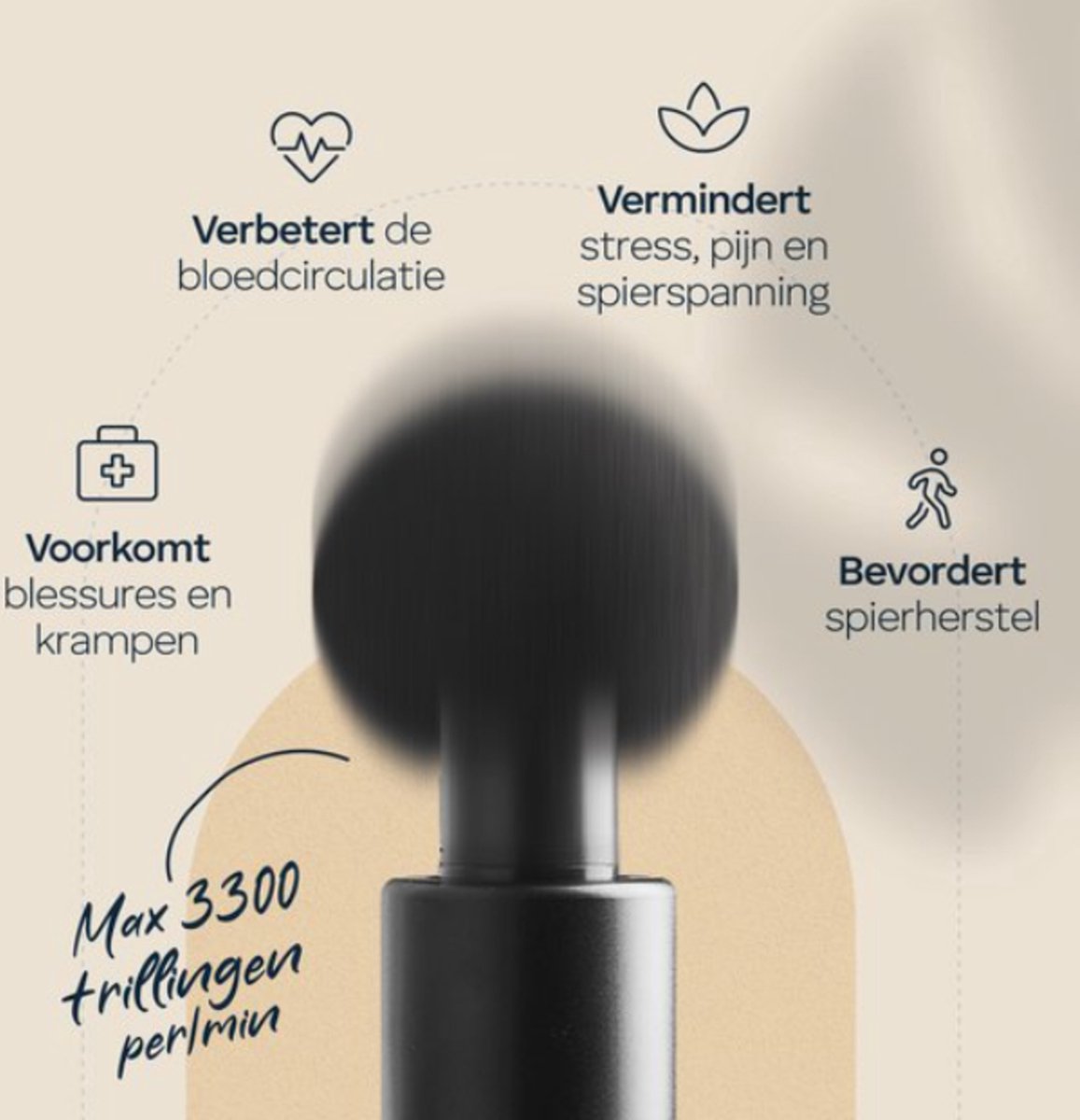 Afbeelding 2 van Massagegun - Massage Pistool - 4 Opzetstukken - 6 Standen - Krachtig - Draadloos - Sport - Relax Massage Apparaat