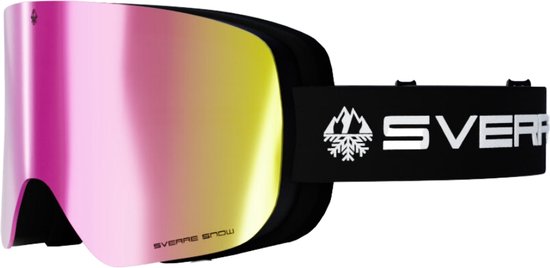 Sverre Sports skibril met roze magnetische, verwisselbare lens - Anti-condens & Anti-kras coating - Voor heren en dames - Inclusief harde beschermcase - 100% UV bescherming - Licht, sterk en duurzaam frame