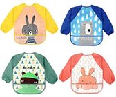 Bavoirs à manches - Lot de 4 - Bavoir imperméable à manches longues unisexe - Bavoirs, motifs - Convient aux Enfants de 6 à 36 mois, 80 à 100 cm