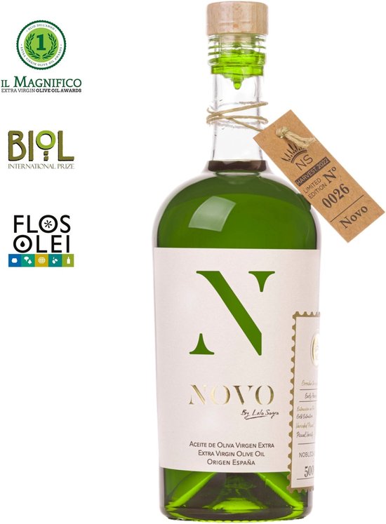 Novo - Premium Extra Vierge Olijfolie - Oogst 24/25 - 500ml Fles - Premium Spaanse Arbequina Olijven - Ideaal cadeau - Superieure Kwaliteit - Eerste Koude Persing - Rijk aan Antioxidanten - Award-Winning Olijfolie