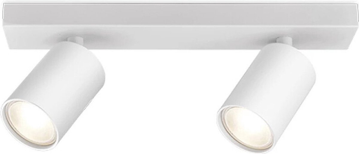 LED Plafondspot - Kingtron Betin - GU10 Fitting - 2-lichts - Rond - Mat Wit - Kantelbaar - Aluminium