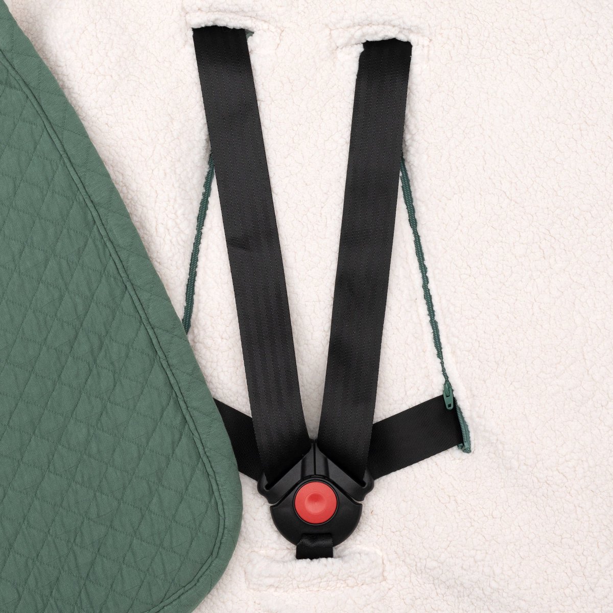 BEMINI Voetenzak - Biside 0-12m - Warme gewatteerde teddy - Green