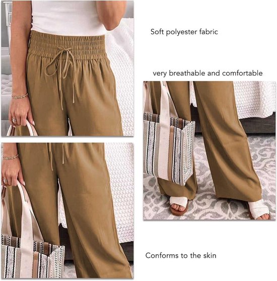 Dames Casual Rechte Pijpen Stretch Broek met Trekkoord Dames Casual Rechte Pijpen Stretch Broek met Trekkoord