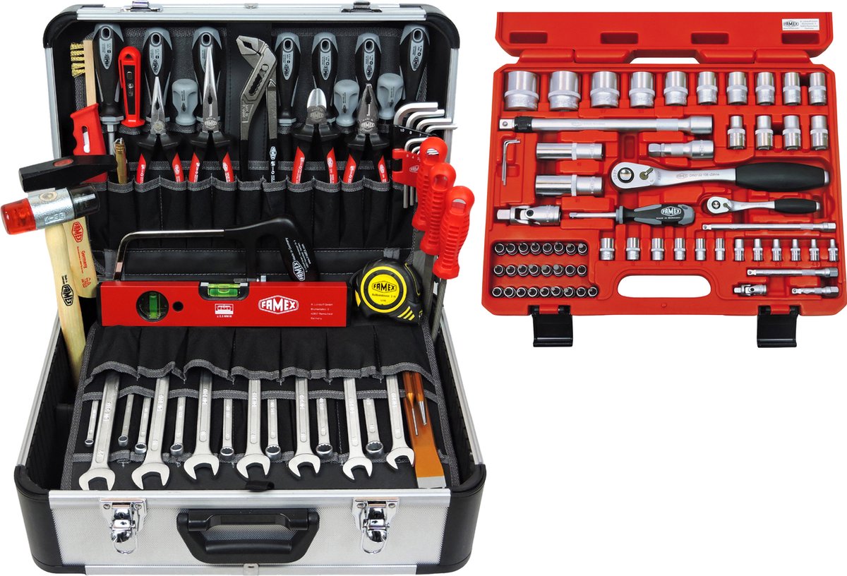 FAMEX 420-18 High-End Gereedschapsset gevuld voor monteurs 164-delig - PROFESSIONAL - Handgereedschap, Toolbox