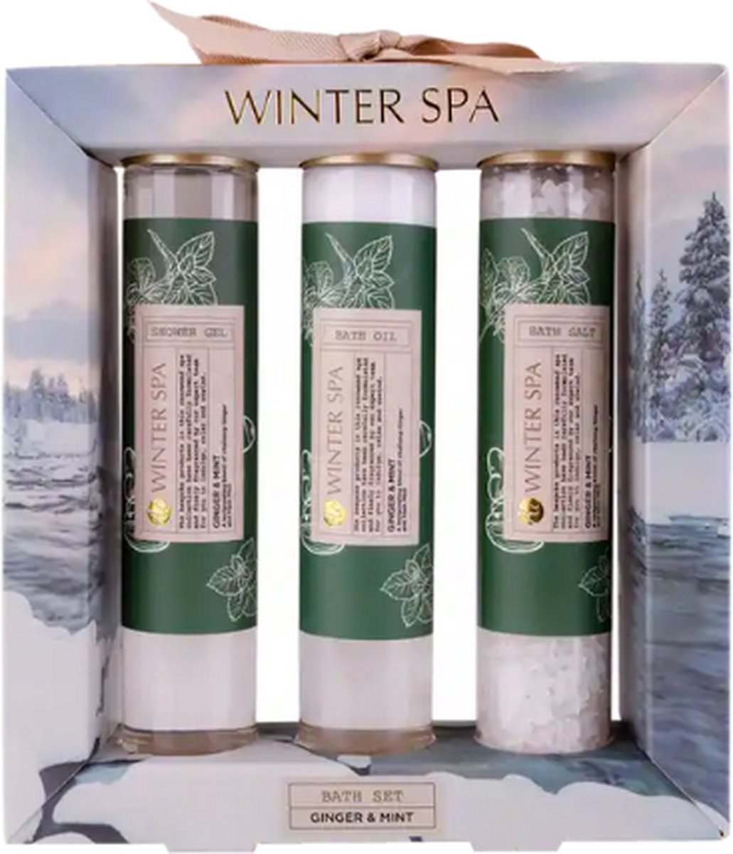 Goedkoopste Kerst Wellness Geschenkset | Winter Spa - Set van 3 | Accentra Douchegel - Badzout - Badolie | Kerstcadeau Ontspanning - Cadeauverpakking - Kerstgeschenk Badmiddelen