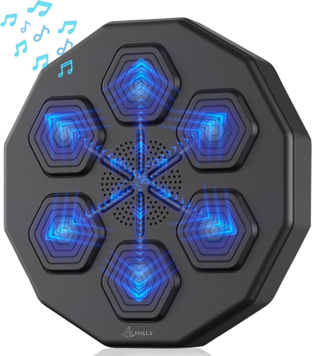 FOXLY® Boksmachine met Muziek & Bluetooth - Bokszak - Boxing Machine - Muurbevestiging - Zwart