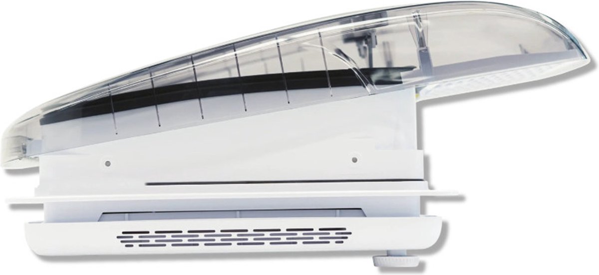 Dakluik ventilator LUXUOSO transparant voor inbouw camper of caravan met Plisse Hor en LED