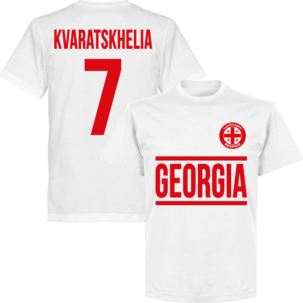 Georgië Kvaratskhelia 7 Team T-Shirt - Wit - Kinderen - 104