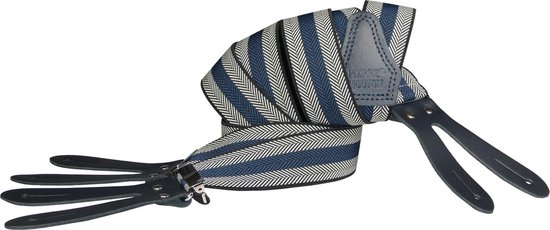 Pierre Mouton - Porte-Jarretelles - Adultes - Hommes - Chevron - Porte-Jarretelles - avec Cuirs - Bleu Foncé - 140cm - 35mm - XL - XXL