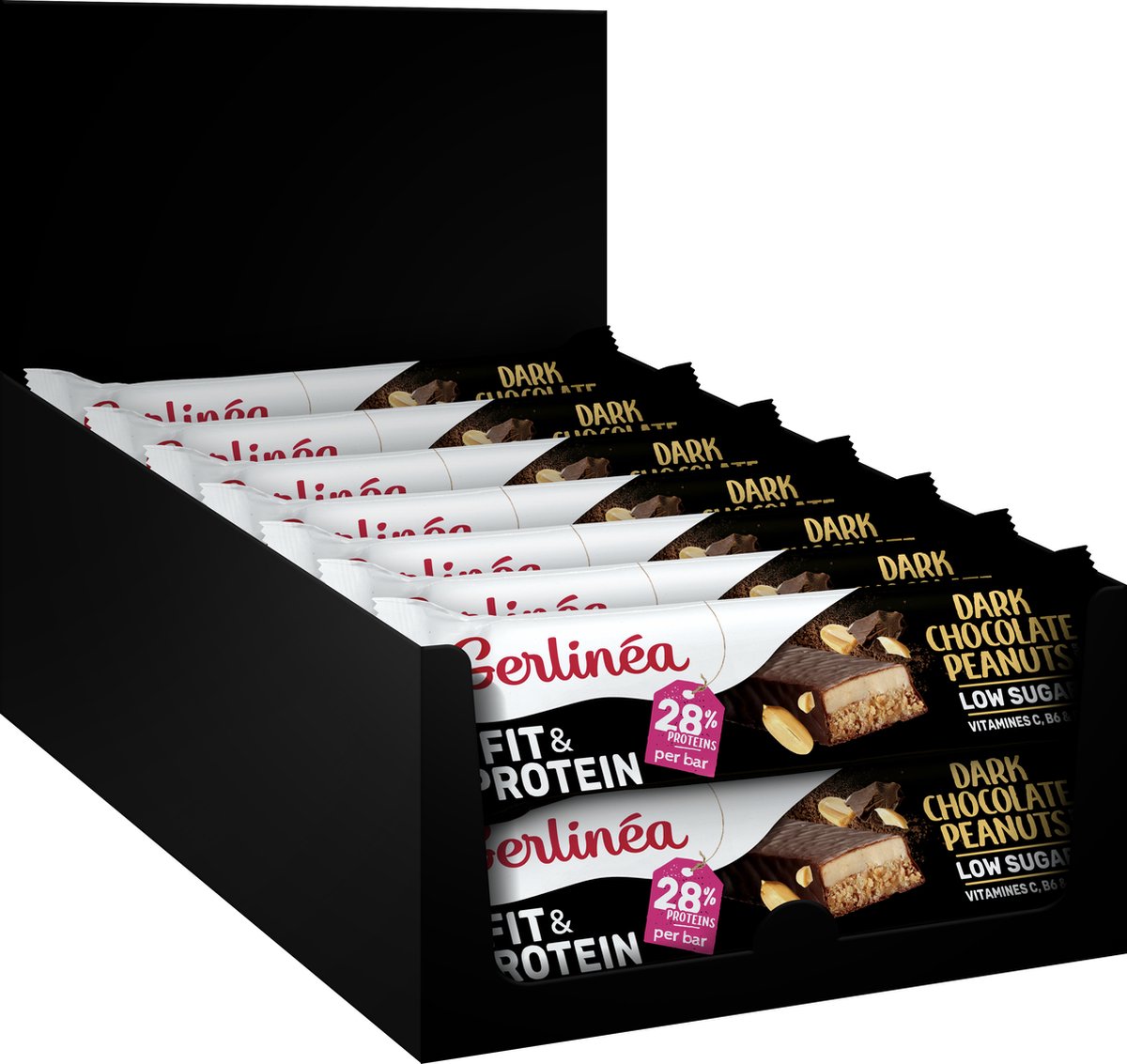 Goedkoopste Gerlinea Fit & Protein - Single Bar - Dark Chocolate Peanuts - 15 x 45 gr