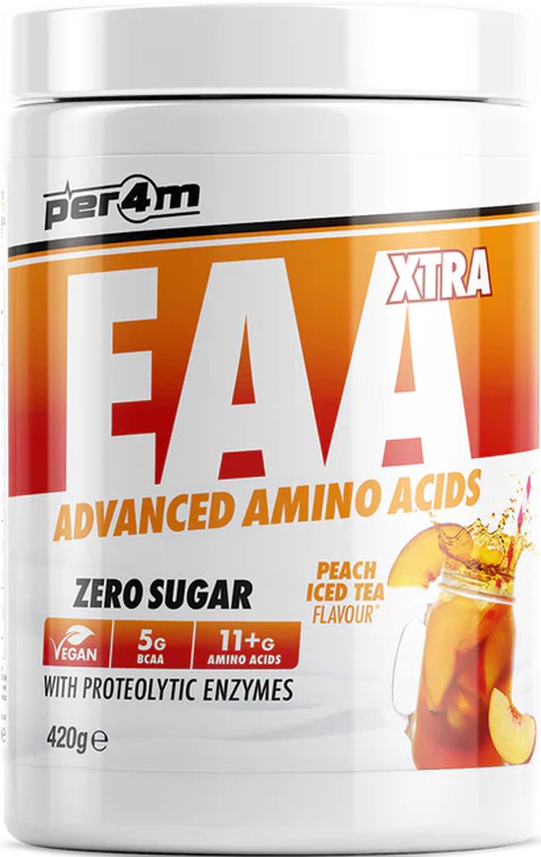 Goedkoopste Per4m - EAA Xtra 420g - Peach Iced Tea - Aminozuren - EAA - Fitness - Krachttraining - Sportvoeding