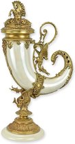 Corne - Corne d'abondance en porcelaine Corne - Support en bronze - hauteur 52 cm