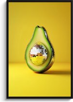 Fotolijst inclusief poster - Posterlijst 80x120 cm - Posters - Avocado - Discobal - Geel - Glitter - Foto in lijst - Keuken decoratie muur - Wanddecoratie accessoires - Muurdecoratie - Schilderijen