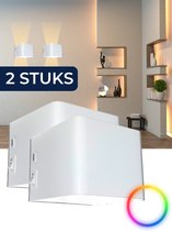 Deluxness® - Wandlamp Oplaadbaar - Wandlamp voor Binnen - met Bewegingssensor - Slaapkamer - Kinderkamer - Oplaadbare Wandlamp - Sfeerverlichting Slaapkamer - Woonkamer - 4400mah - 2700K - Batterijen Indicator - RGB Lamp - Model Wit 2 stuks
