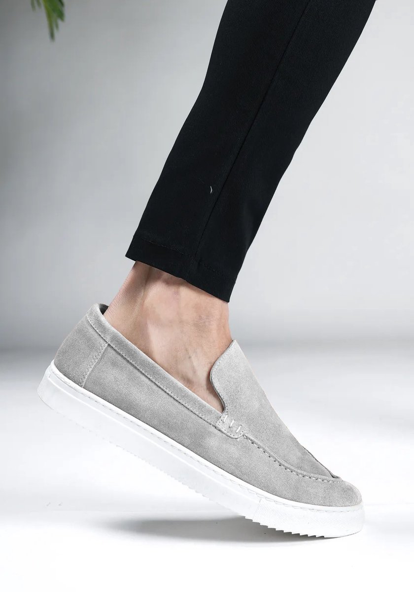 Cotton District Suede Loafers Mid Grey