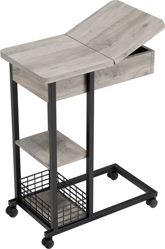 Vinyl Record Storage,Rolling Side Table with Turntable Stand,End Table Cart Up to 150 Record Albums,Turntable Stand with 2 Vinyl Display
