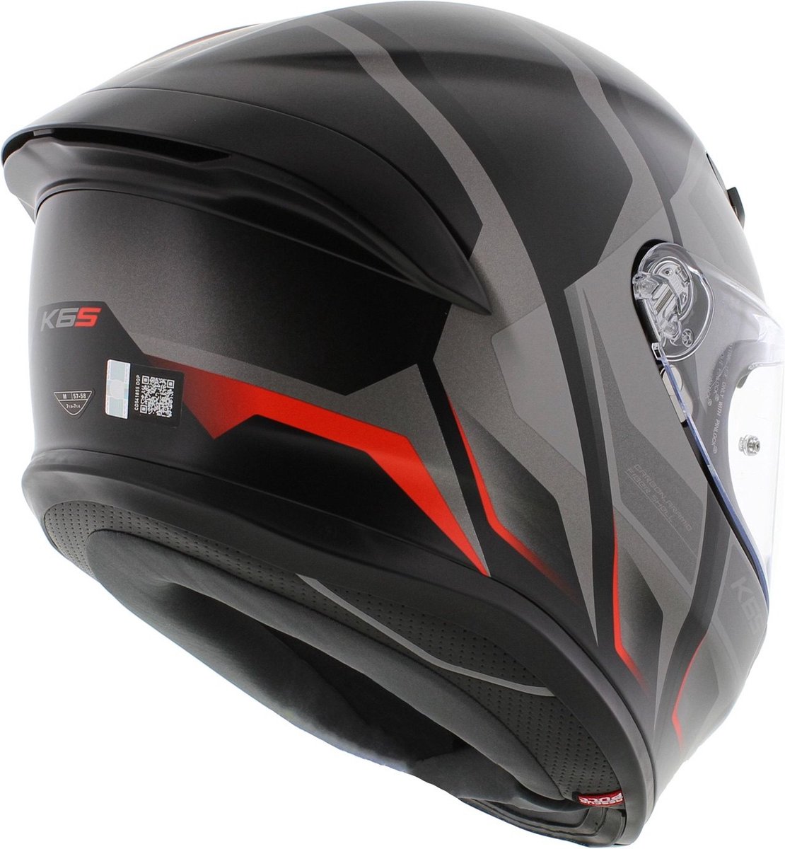 AGV K6 S Karve Matt Black/Grey/Red - Maat L - Integraal helm - Scooter helm - Motorhelm - Zwart - Scooterhelmen mannen en vrouwen. – foto 8