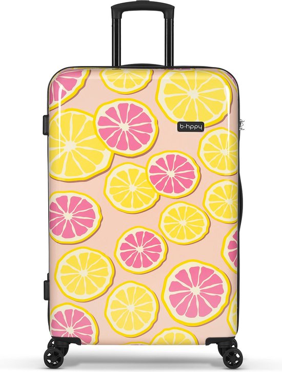 BHPPY Reiskoffer groot 76x49x29cm - Lichtgewicht koffer met 95L inhoud - Reiskoffer met 4 wielen - Veilig cijferslot - Lemon