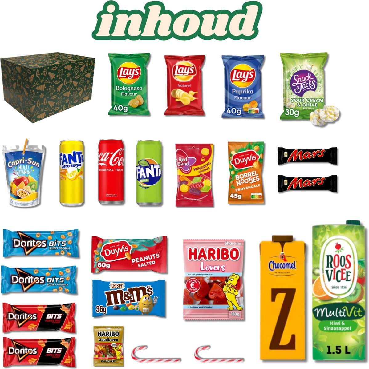 Kerstpakket Deluxe - Geschenkpakket - Vol Snacks & Drinken - Kerstpakket Eten - Kerstpakketten - 24 producten - Kerstpakket Food – foto 4