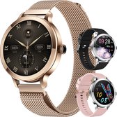 Golden Sound AMOLED Smartwatch Dames - 3 extra bandjes - Geschikt voor elke laptop en smartphone - Stappenteller - Slaapmonitor - Saturatiemeter - 40mm