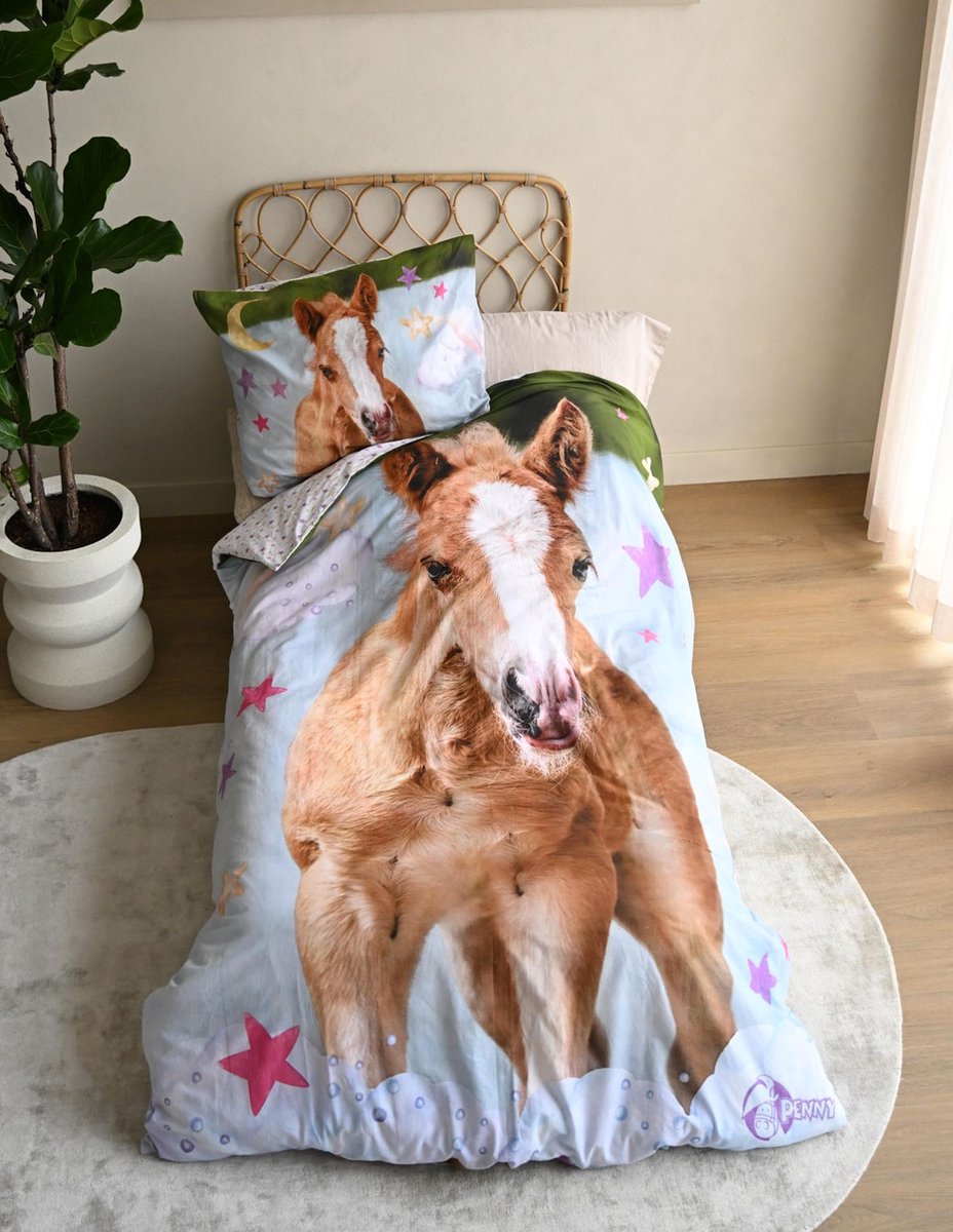 Penny Dekbedovertrek 140 x 200 - Dekbedovertrek - Dekbedovertrek Paard - Lynn - Hoeslaken - Dekbedovertrek Kinderen - Dekbedovertrek Meisje - Paarden - Paardenliefhebber - Paard - Paarden Spullen - Alles over Paarden - Pony - Veulen