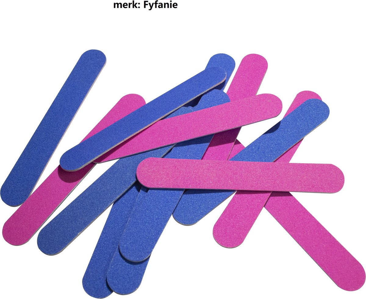 Goedkoopste 3 stuks dubbelzijdig Nagelvijl - Top Kwaliteit - Nagelverzorging -merk Fyfanie - lengte 8.5cm -Kleur Roze en Blauw