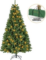 Ozocozy Kunstkerstboom - Kerstboom - 210 cm - Kunstkerstboom met LED-verlichting - Kerstboom met verlichting - 450 LED lampjes - 1500 Takken - Kerst - Inclusief opbergtas
