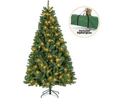Ozocozy Kunstkerstboom - Kerstboom - 210 cm - Kunstkerstboom met LED-verlichting - Kerstboom met verlichting - 450 LED lampjes - 1500 Takken - Kerst - Inclusief opbergtas