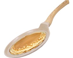 Pannenkoekenpan inductie PFAS vrij - Pannenkoekpan - Crêpepan - Pancake pan - Marmeren coating - Inductie - 26cm - Japandi beige