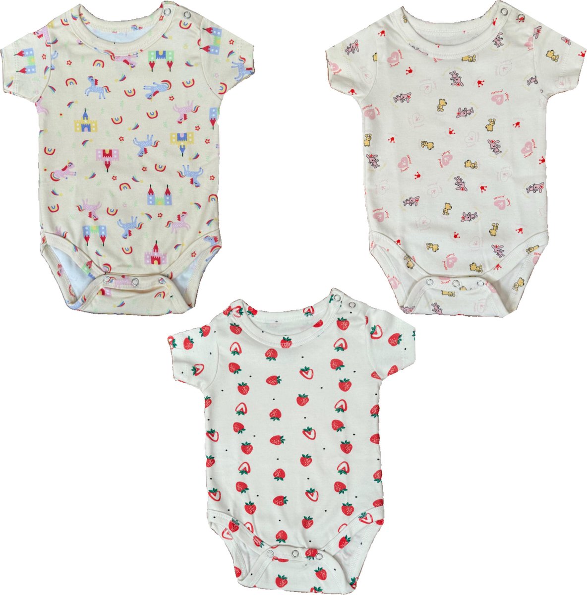 Embrator Baby Rompers 3-stuks overall print maat 6-9 maanden