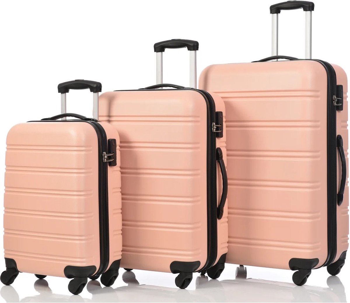 Mygroot - Kofferset - 3-delig - Complete Set - Koffer - Handbagage 35L + 65L en 90L Ruimbagage - Roze