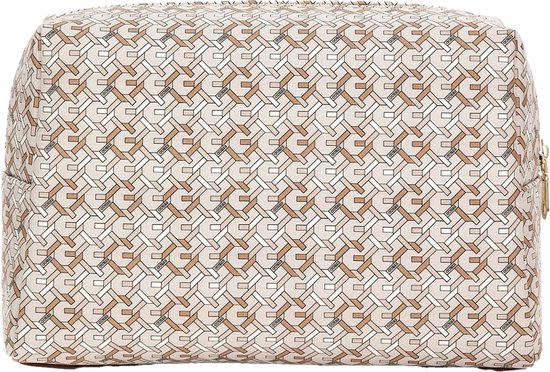 GUESS Trousse de maquillage Dome Top Zip Travel Case Beige Multi Gris clair