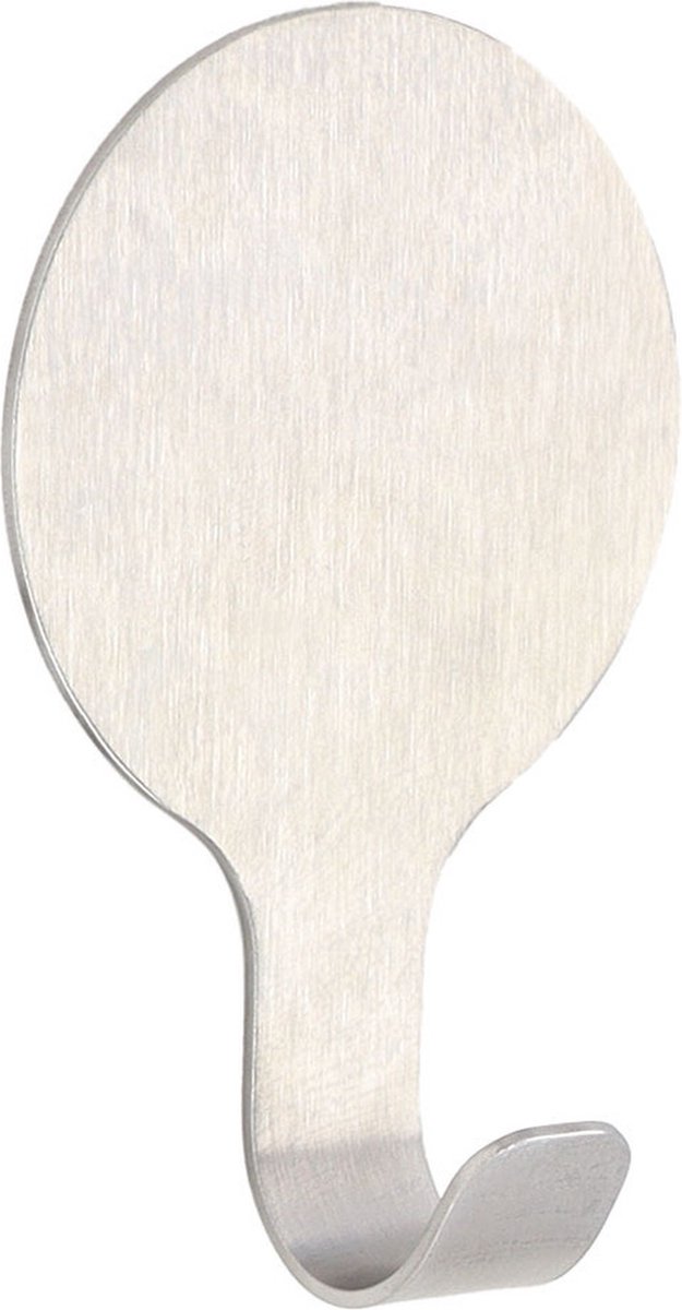Tendance Plakhaakje rond - 1x stuks - 6 x 2,5 x 10 cm - Zelfklevende ophang haakjes - RVS - zilver - keuken/badkamer haken